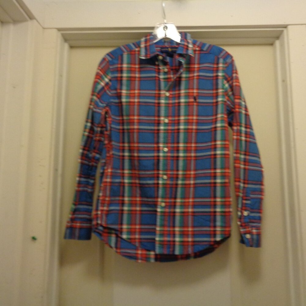 RALPH LAUREN RETRO BOYS COTTON PLAID SHIRT 14/16